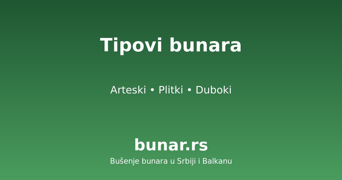 Tipovi bunara: arteski, plitki i duboki bunari u Srbiji